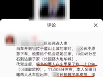 男子举报“区长强占人妻” 纪委介入 相关部门已展开调查