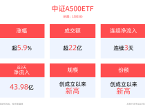 
          
            中证A500ETF（159338）大涨6%，成交额超22亿元，盘中持续溢价
        