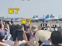 航展观众随着表演飞机一起默契转动 现场秒变“向日葵”