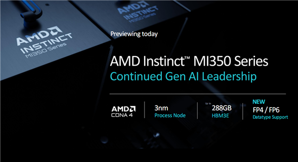 288GB海量内存！AMD官宣下代GPU加速卡Instinct MI355X：3nm CNDA4全新架构