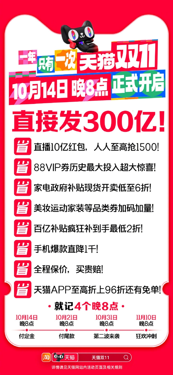 攻略必收藏！2024京东、天猫双11红包今日12点开抢：天天来领 最高24888元