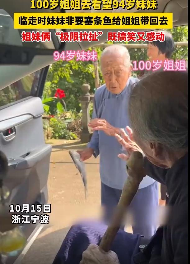 百岁姐姐看望94岁妹妹上演极限拉抓