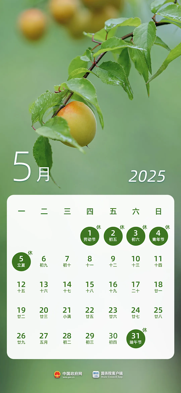 全年法定节假日增加2天！2025年放假日历来了